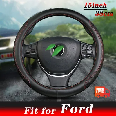 15'' Leather Steering Wheel Cover Universal Fits Ford F150 F250 F350 Super Duty • $31.14