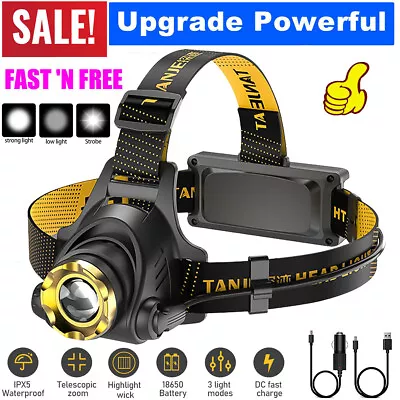 990000LM LED Headlamp Rechargeable Headlight Zoomable Head Torch Lamp Flashlight • $8.99