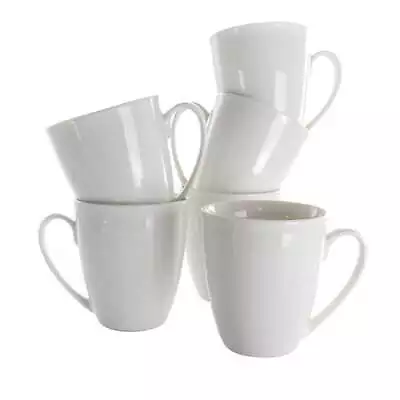 6 Piece 12 Ounce Porcelain Mug Set In White • $18.55