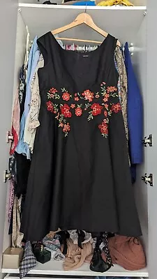Karen Millen Black Tailored Flower Pattern Midi Dress Size 16 • £29