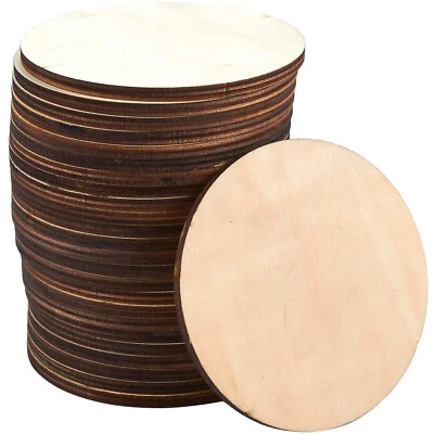 $11.99 • Buy 24 Round Wooden Drink Coasters, Circle Cup Coasters For Home Kitchen, 3.875  Dia