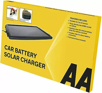 AA Solar-Powered Car & Caravan Battery Charger With Direct Connection Clips 12V • £26.26