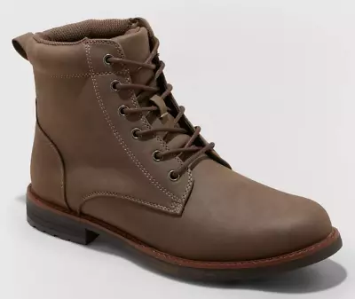 Goodfellow & Co. Men's Jeffrey Cap Toe Combat Boots Faux Leather Brown Size 8-13 • $22.99