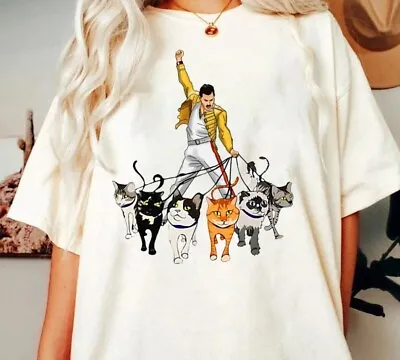 Freddie Mercury With His Cats T-Shirt Queen Band Freddie Mercury Rhapsody Tee • $20.99