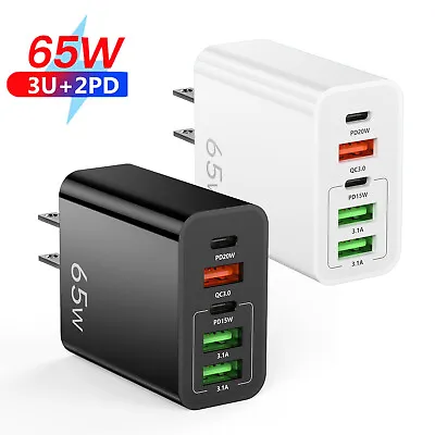 65W 5-USB Type C Fast Wall Charger PD QC 3.0 Adapter For Samsung IPhone MacBook • $10.50