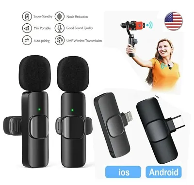 Lavalier Microphone Wireless Audio Video Recording Mini Mic For Android/iPhone • $11.99