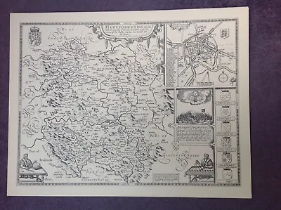 HEREFORDSHIRE County Map In 1610 By John Speed - Uncoloured • £6.99