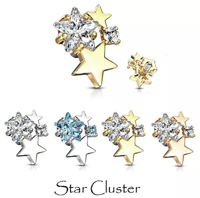 £5.99 • Buy Gem Dermal Anchor Top - Star Cluster - Micro Microdermal Head Surface Piercing