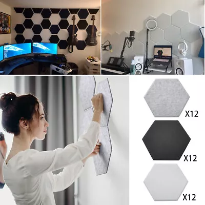 £13.94 • Buy 12x Acoustic Wall Panel Hexagon Tiles Studio Sound Proofing Insulation Foam Pads