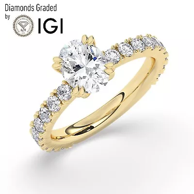Oval Solitaire 14K Yellow Gold Engagement Ring1ctD/VS1 Lab-grown IGI Certified • $1466