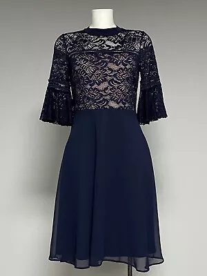 Trumpet Sleeve Lace Bodice Contrast Dress One Off Sample Size Small • £11