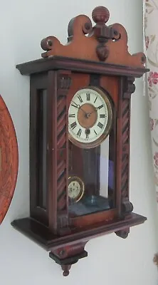Antique Victorian Walnut Vienna Walnut Wall Clock Working • £120