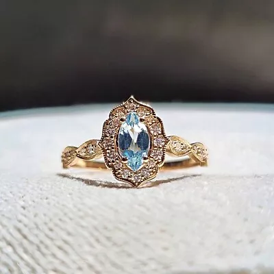 Vintage Blue Topaz Dainty Silver Ring Engagement Ring Ring For Her . • $199.99