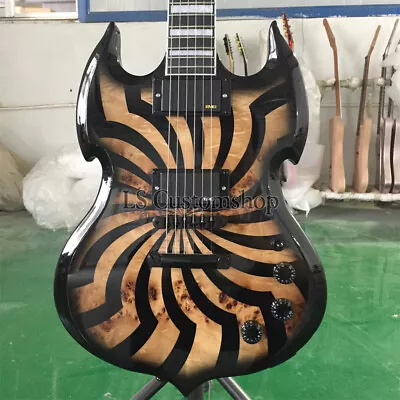 Factory Zakk Wylde Barbarian Burl Maple Top Electric Guitar Transparent Yellow • £256