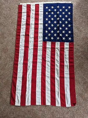 Vintage ANNIN 50 Star American Flag 60 X34  100% Acrylic Embroidered  W/Box • $27.75