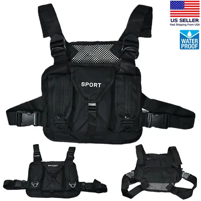 Black Chest Rig Bag Front Pack Tactical Work Harness Recon Hip Waist Pouch Lot • $99.99