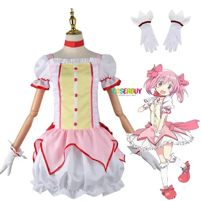 Puella Magi Madoka Magica Cosplay Kaname Madoka Wig Costume Dress Suit Halloween • $15.99