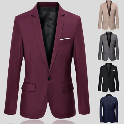 Men Blazer Coat Business Formal Suit Tops Slim One Button Casual Comfort Fashion • $17.09