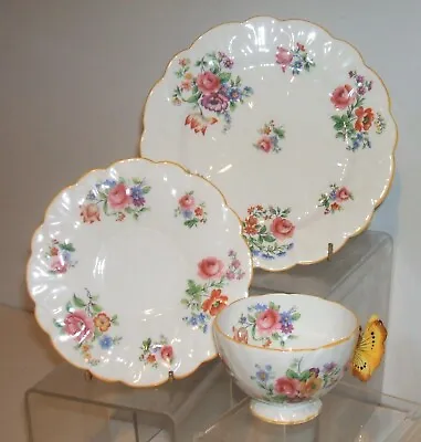 AYNSLEY ORIGINAL 1930's BUTTERFLY HANDLE FLORAL TRIO - CUPSAUCERPLATE - No.2 • £175