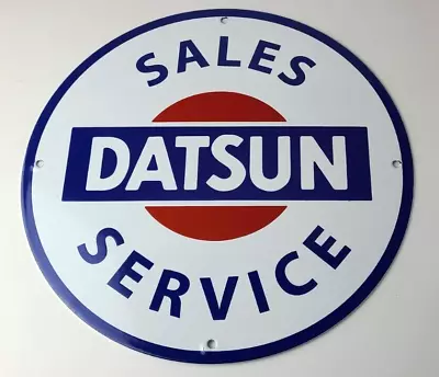 Vintage Datsun Sign - Porcelain Sign - Car Dealership Automobile Gas Pump Sign • $138.37