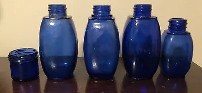 Set Of 5 Vintage Cobalt Blue Bottles Jars - U.D. Co. • $17.50