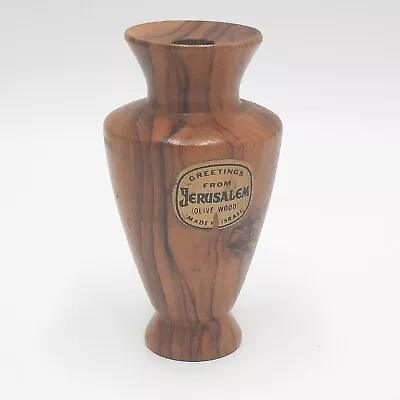 Olive Wood Vase Crafted In Jerusalem Israel Judaica Bud Vase • $12.90