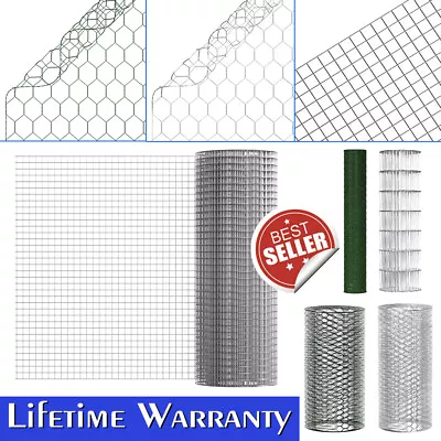 5-50m Welded Wire Mesh Aviary Fencing Fence Chicken Rabbit Garden Galvanised/PVC • £40.73