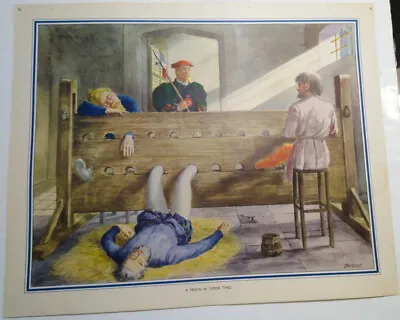 £29.99 • Buy VINTAGE Macmillan School Poster, Chart, Print  Lithograph ￼No 56~Prison In Tudor