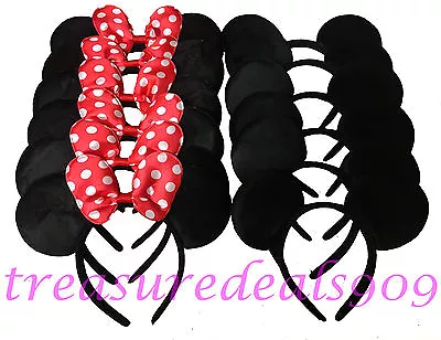 Minnie Mickey Mouse Ears *20 Pcs* Headbands Black Red Polka Dot Bow Party Favors • $19.99