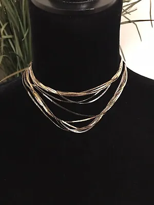 Vintage Crown Trifari Multi Strand / Tone Chain Necklace Shiny 1970s Or 1980s • $35.99