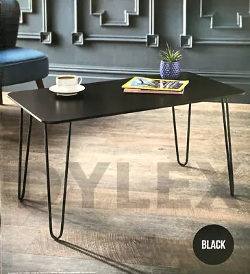 Black Coffee Table With Black Hairpin Leg Living Room Furniture Rectangle Table • £21.99