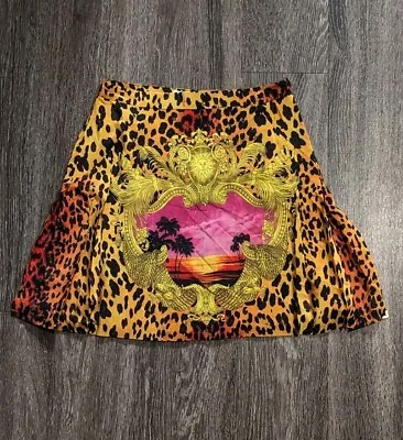 Versace X H&M Leopard Gold-tipped Pleated Skirt Size 4 (Versace For HM Collab)  • $109.99