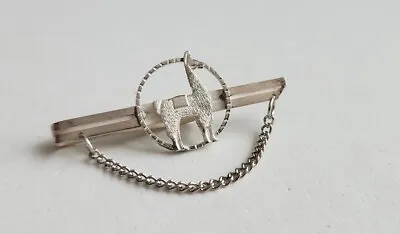 Vintage Mid Century 1950s Peru Tie Bar Clip With Chain Sterling Silver Llama • $19.99