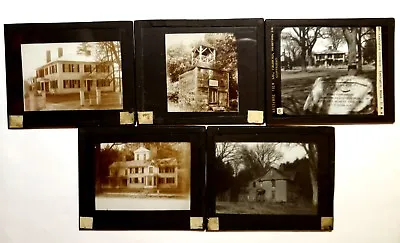 5 Magic Lantern Slides Lexington Concord MA Lot Common Belfry Emerson House 1901 • $29.99