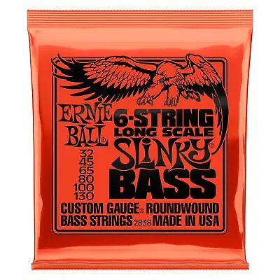 1 Set Pack Ernie Ball 2838 6 String Slinky Bass Guitar Strings 32-130 Long Scale • $32.99