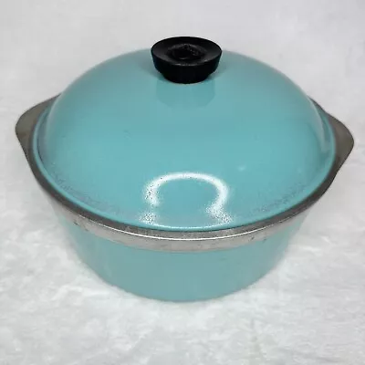 Club Aluminum 4qt Blue Teal Turquois Dutch Oven Stock Pot W/Lid - Vintage MCM • $34