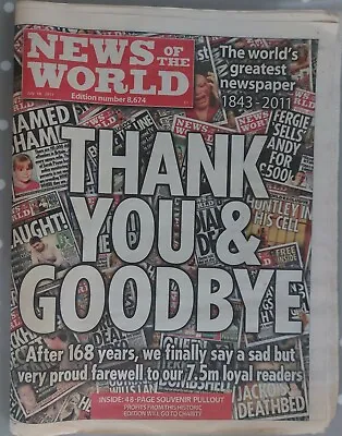 Last Edition News Of The World Sunday 10 July 2011  - Unread • £6.99