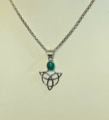 Malachite Celtic Triangle 925 Silver Pendant Fashion Jewellery Silver • £25