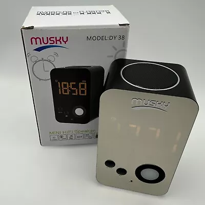 Musky DY38 Bluetooth Audio Mirror Alarm Clock / FM Radio / Wireless Speaker • £12.95