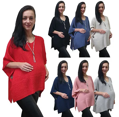 Ladies Poncho Made In Italy One Size Knitted Maternity  Warm Oversized V-Neck • $16.02