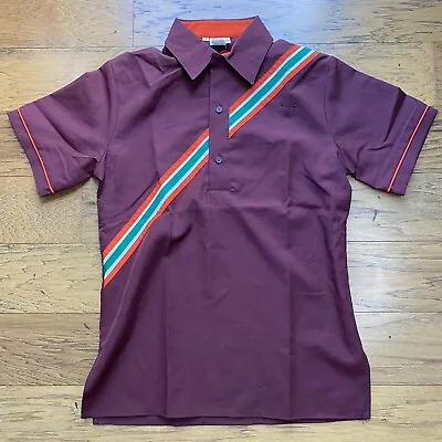 Vtg 7 Eleven 7 11 Employee Uniform Collared 1/4 Button Up Polo Burgundy Small • $50.15