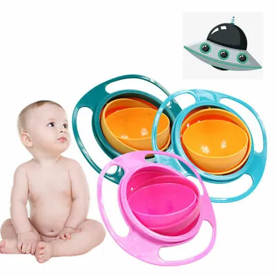 Baby 360 Rotating Bowl Magic Feeding Infant Gyro Bowl Non No-Spill Cup Kids Gift • $11.29