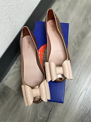 NEW Melissa 'Ultragirl Sweet IX' Bow Flats In ROSE GOLD  SIZE 8 • $79.99