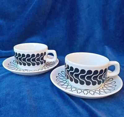 Set Of 2 NotNeutral Poland Espresso Cappuccino Black & White Cups W/ Saucers 3oz • £31.83