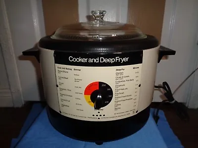 JCPenney Cooker Deep Fryer Metal Glass Lid Vintage Chrome Boil Simmer Works • $59.95