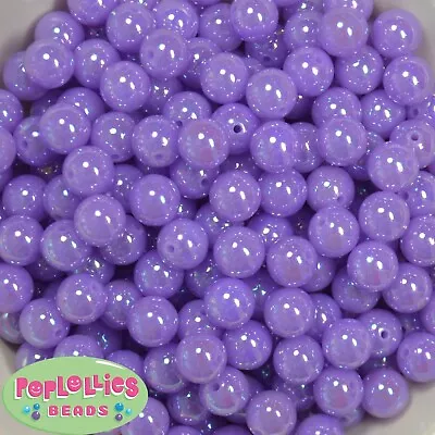 12mm Neon Lavender Acrylic AB Miracle Style Bubblegum Beads Lot 40 Pc Gumball • $6.50