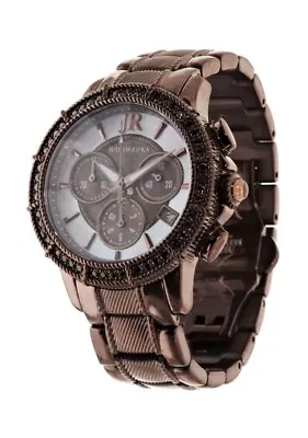 Judith Ripka Stainless Steel Chronograph Watch With Diamonique Stones Brown NEW • $119.98