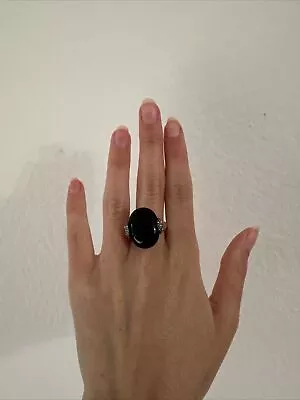 Michael Dawkins Black Onyx Ring Oval Sterling Silver Size 7 • $35