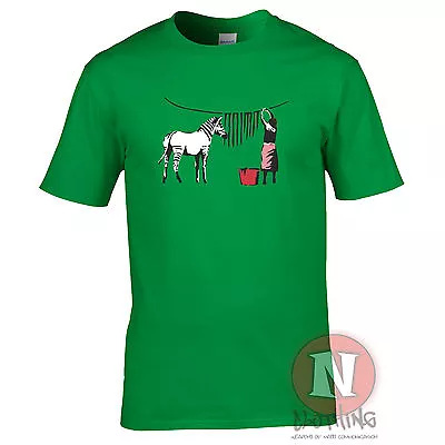 Banksy Zebra Wash T-shirt Street Art Graffiti Design Print Colourful Funny Tee • $14.79