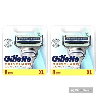 2x Gillette Skinguard Sensitive Razor Blades 8 XL Pack Genuine Refills 16 Blades • £20.99